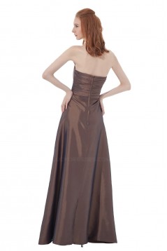 A-Line Strapless Long Chocolate Bridesmaid Dresses/Wedding Party Dresses BD010148