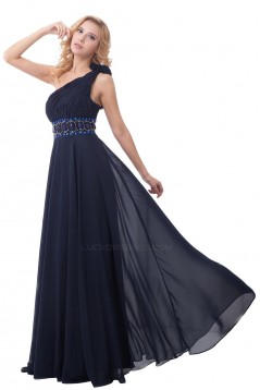 Sheath/Column One-Shoulder Beaded Navy Blue Long Bridesmaid Dresses/Wedding Party Dresses/Evening Dresses BD010153