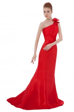 Trumpet/Mermaid One-Shoulder Long Red Bridesmaid Dresses/Wedding Party Dresses BD010166
