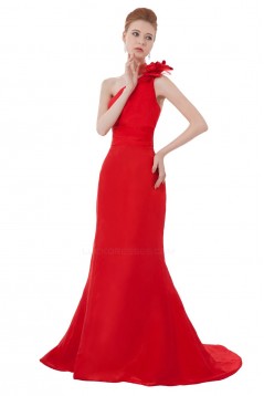 Trumpet/Mermaid One-Shoulder Long Red Bridesmaid Dresses/Wedding Party Dresses BD010166