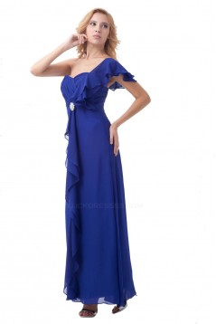 Sheath/Column One-Shoulder Royal Blue Long Chiffon Bridesmaid Dresses/Wedding Party Dresses BD010179