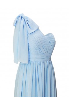 A-Line One-Shoulder Blue Long Chiffon Bridesmaid Dresses/Wedding Party Dresses BD010182