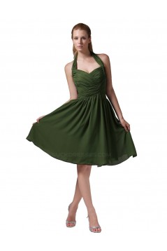 A-Line Halter Green Short Chiffon Bridesmaid Dresses/Wedding Party Dresses BD010191