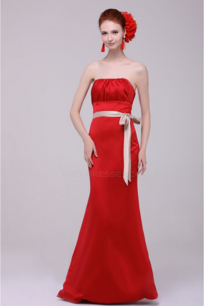 Trumpet/Mermaid Strapless Red Floor-Length Bridesmaid Dresses/Wedding Party Dresses BD010203
