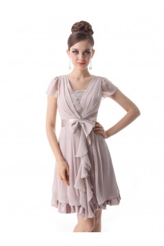 A-Line Short Sleeve Chiffon Bridesmaid Dresses/Wedding Party Dresses BD010207