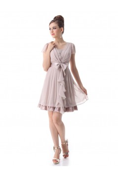 A-Line Short Sleeve Chiffon Bridesmaid Dresses/Wedding Party Dresses BD010207