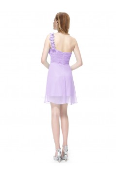 A-Line One-Shoulder Short Lilac Chiffon Bridesmaid Dresses/Wedding Party Dresses BD010221