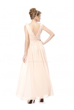 A-Line V-Neck Long Pink Chiffon Bridesmaid Dresses/Wedding Party Dresses BD010238