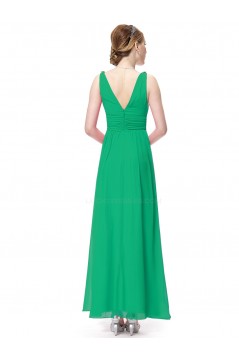A-Line V-Neck Long Green Chiffon Bridesmaid Dresses/Wedding Party Dresses BD010240
