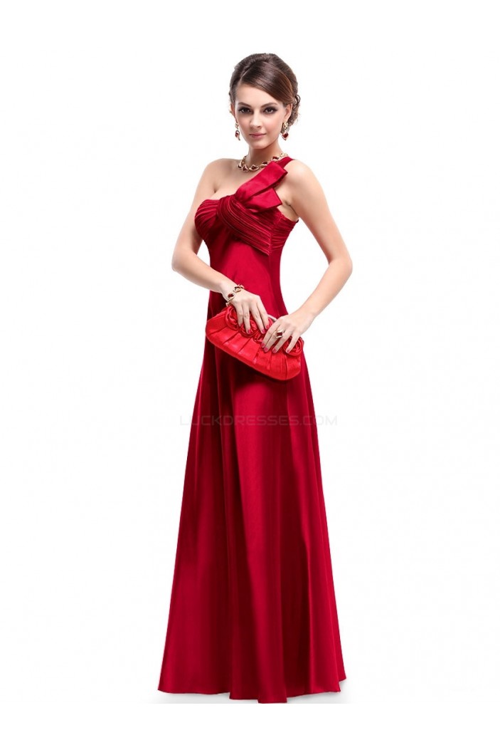 Empire One-Shoulder Red Long Chiffon Bridesmaid Dresses/Evening Dresses BD010270