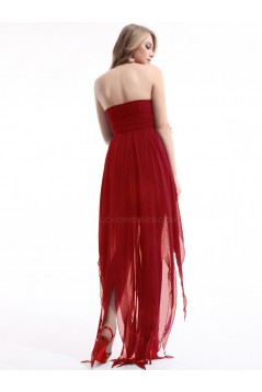 High Low Strapless Red Chiffon Bridesmaid Dresses/Evening Dresses BD010277