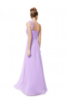 A-Line One-Shoulder Sweetheart Long Lilac Chiffon Bridesmaid Dresses/Evening Dresses BD010288