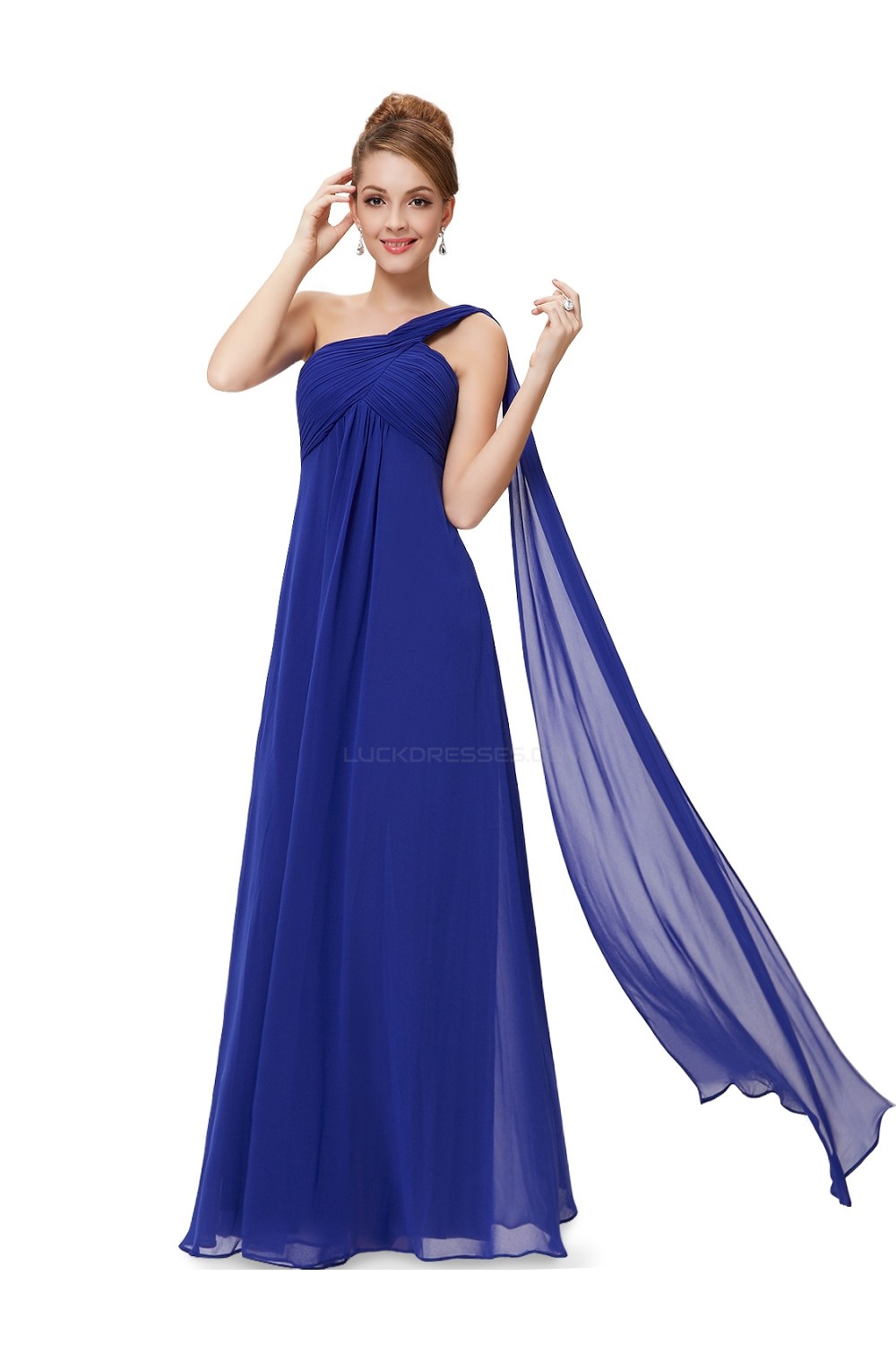 royal blue one shoulder bridesmaid dress