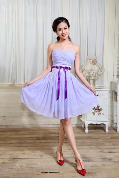 A-Line Strapless Short Chiffon Bridesmaid Dresses/Wedding Party Dresses BD010305