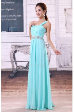 A-Line One-Shoulder Long Blue Chiffon Bridesmaid Dresses/Wedding Party Dresses BD010310