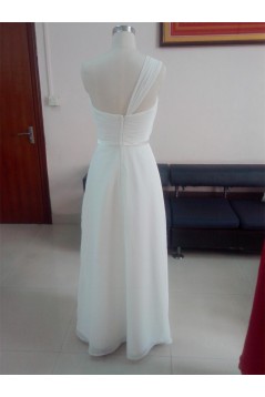 A-Line One-Shoulder Long White Chiffon Bridesmaid Dresses/Wedding Party Dresses BD010332
