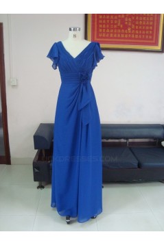 Sheath/Column V-Neck Long Royal Blue Chiffon Bridesmaid Dresses/Wedding Party Dresses BD010335