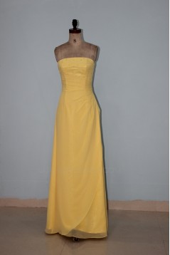 Sheath/Column Strapless Long Yellow Beaded Chiffon Bridesmaid Dresses/Wedding Party Dresses BD010336