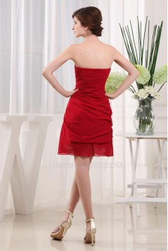 A-Line Strapless Short Red Bridesmaid Dresses/Wedding Party Dresses BD010363