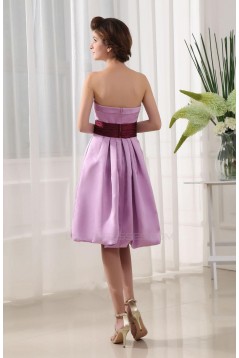 A-Line Strapless Short Purple Satin Bridesmaid Dresses/Wedding Party Dresses BD010369