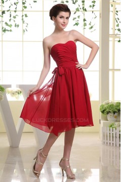 A-Line Sweetheart Short Red Chiffon Bridesmaid Dresses/Wedding Party Dresses BD010385