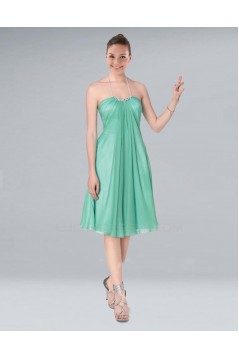 A-Line Halter Short Green Chiffon Bridesmaid Dresses Wedding Party Dresses BD010386