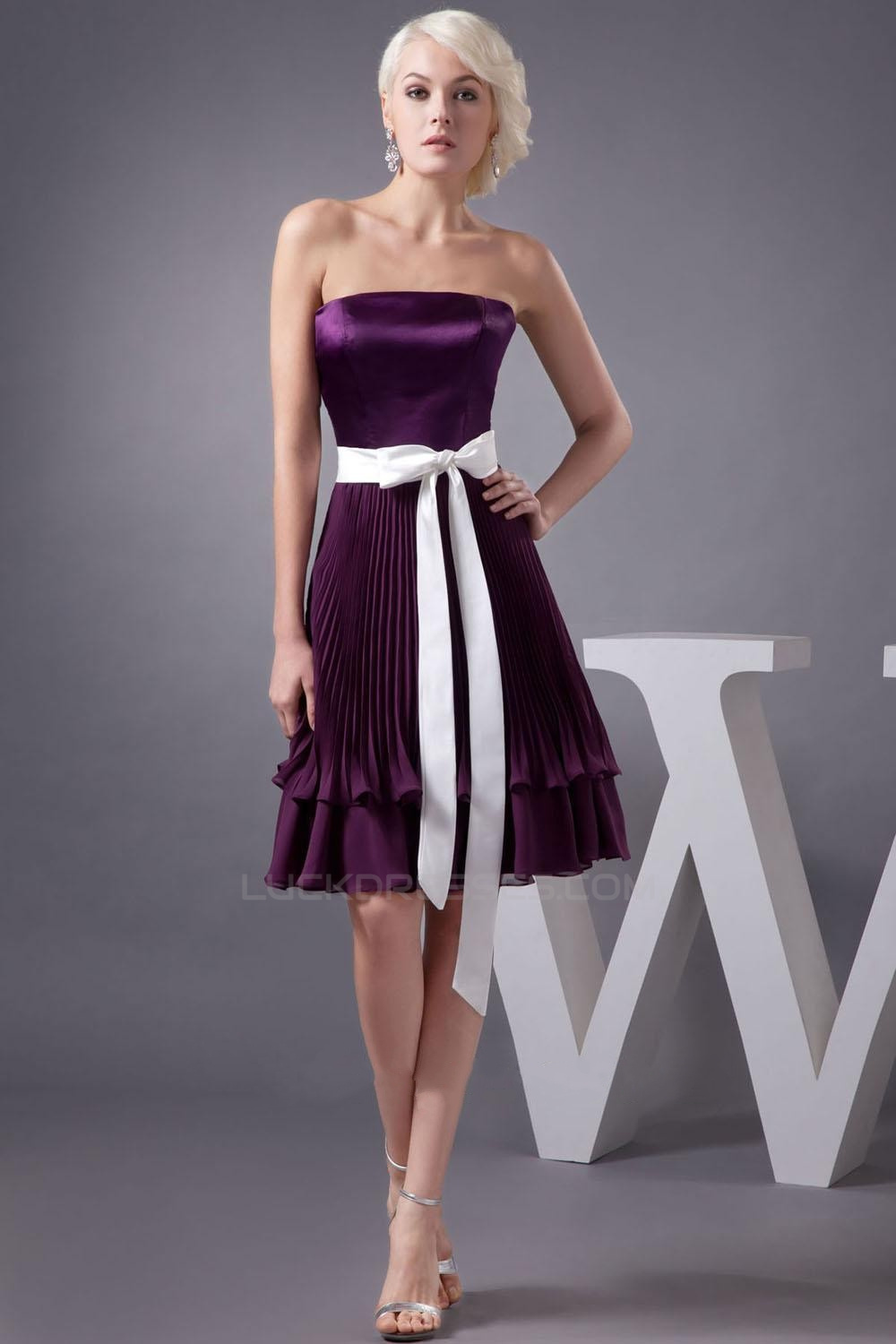 purple dresses for weddings knee length