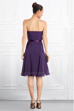 A-Line Strapless Short Purple Chiffon Bridesmaid Dresses/Wedding Party Dresses BD010439