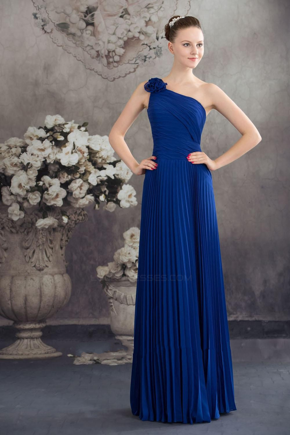 royal blue pleated dress