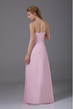 A-Line Strapless Pink Floor-Length Chiffon Bridesmaid Dresses/Wedding Party Dresses BD010443