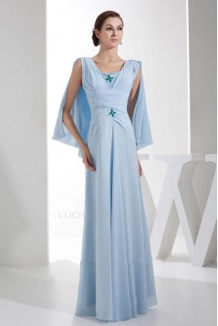 Sheath/Column Long Blue Chiffon Bridesmaid Dresses/Wedding Party Dresses BD010483