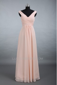 A-Line V-Neck Long Chiffon Bridesmaid Dresses/Evening Dresses BD010520