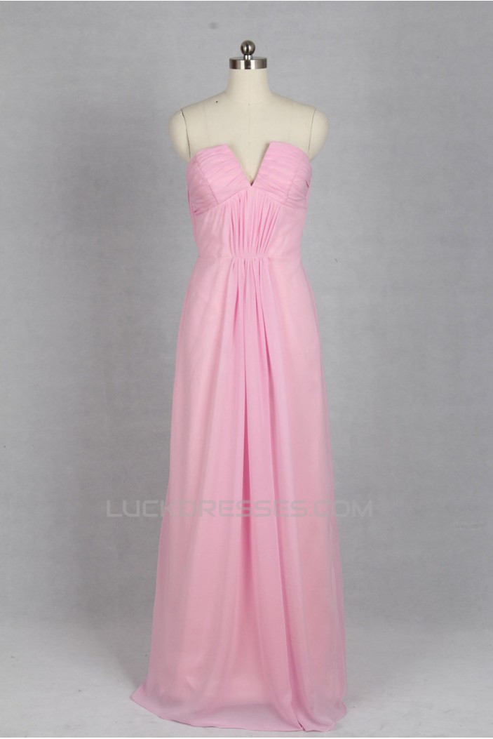 A-Line Long Pink Chiffon Bridesmaid Dresses/Evening Dresses BD010531