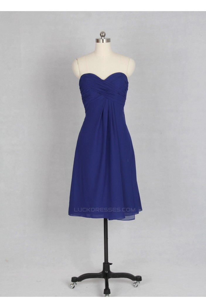 Empire Sweetheart Short Blue Chiffon Bridesmaid Dresses/Evening Dresses BD010537