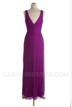 A-Line V-Neck Long Purple Chiffon Bridesmaid Dresses/Evening Dresses BD010540