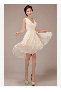High Low V-Neck Short Chiffon Bridesmaid Dresses/Evening Dresses BD010549