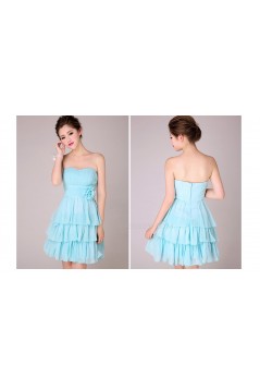 A-Line Strapless Short Blue Chiffon Bridesmaid Dresses/Evening Dresses BD010567