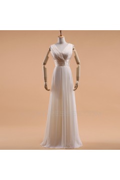 A-Line V-Neck Long Red Chiffon Bridesmaid Dresses/Evening Dresses BD010588