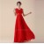 A-Line V-Neck Long Red Chiffon Bridesmaid Dresses/Evening Dresses BD010588