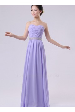 A-Line Strapless Long Purple Chiffon Bridesmaid Dresses/Evening Dresses BD010602