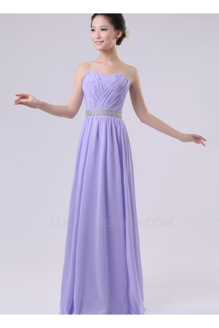 A-Line Strapless Long Purple Chiffon Bridesmaid Dresses/Evening Dresses BD010602