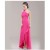 A-Line One-Shoulder Beaded Pink Chiffon Bridesmaid Dresses/Evening Dresses BD010623