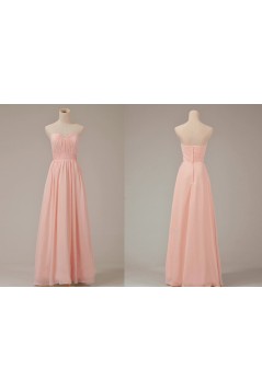 A-Line Sweetheart Long Pink Chiffon Bridesmaid Dresses/Evening Dresses BD010631
