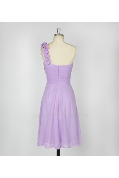A-Line One-Shoulder Lilac Short Chiffon Bridesmaid Dresses/Evening Dresses BD010639