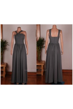 A-Line Long Grey Chiffon Bridesmaid Dresses/Wedding Party Dresses BD010677