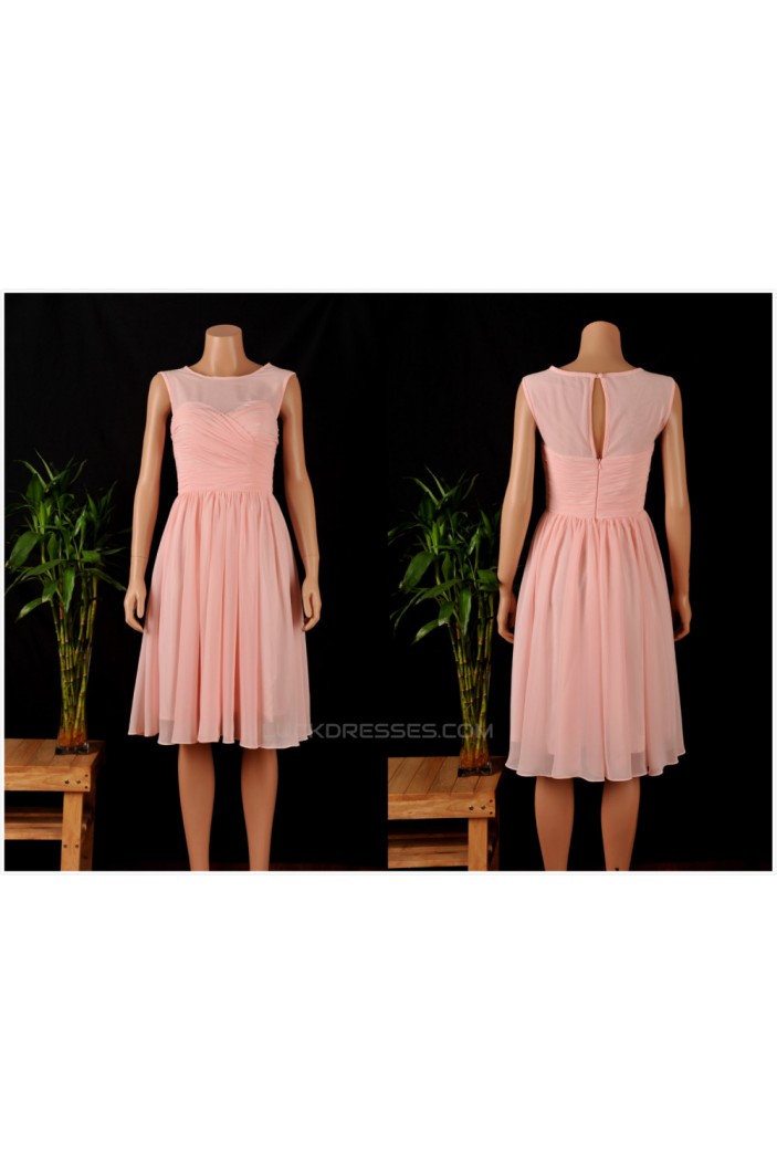 A-Line Short Pink Chiffon Bridesmaid Dresses/Wedding Party Dresses BD010686