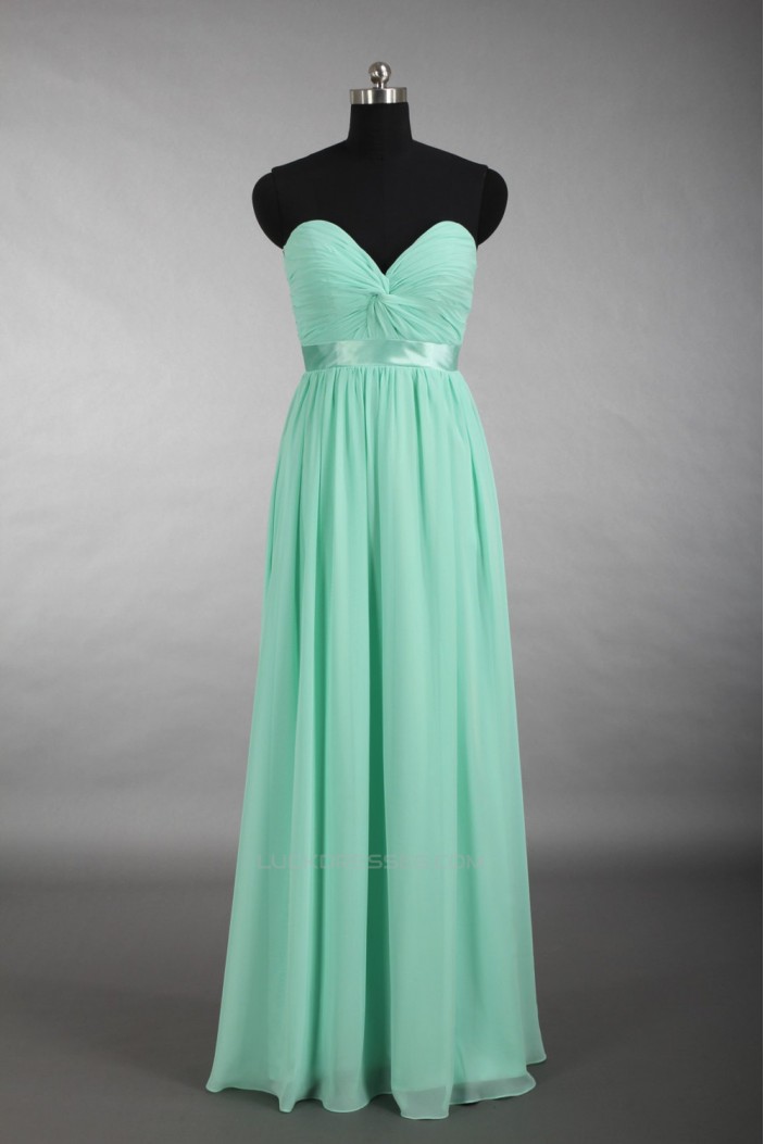 A-Line Sweetheart Long Green Chiffon Bridesmaid Dresses/Wedding Party Dresses BD010717