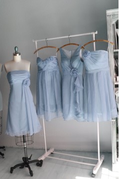 A-Line Strapless Short Chiffon Bridesmaid Dresses/Wedding Party Dresses BD010759