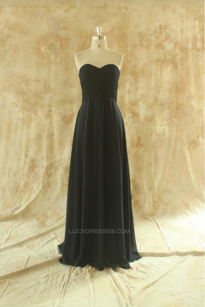 A-Line Sweetheart Long Black Chiffon Bridesmaid Dresses/Wedding Party Dresses BD010776
