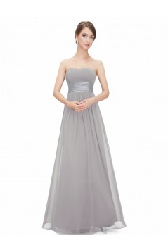 A-Line Strapless Long Chiffon Bridesmaid Dresses/Evening Dresses BD010796